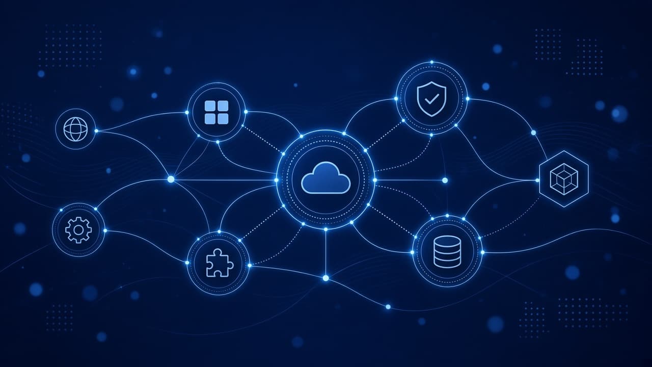 Connected integrations network illustration